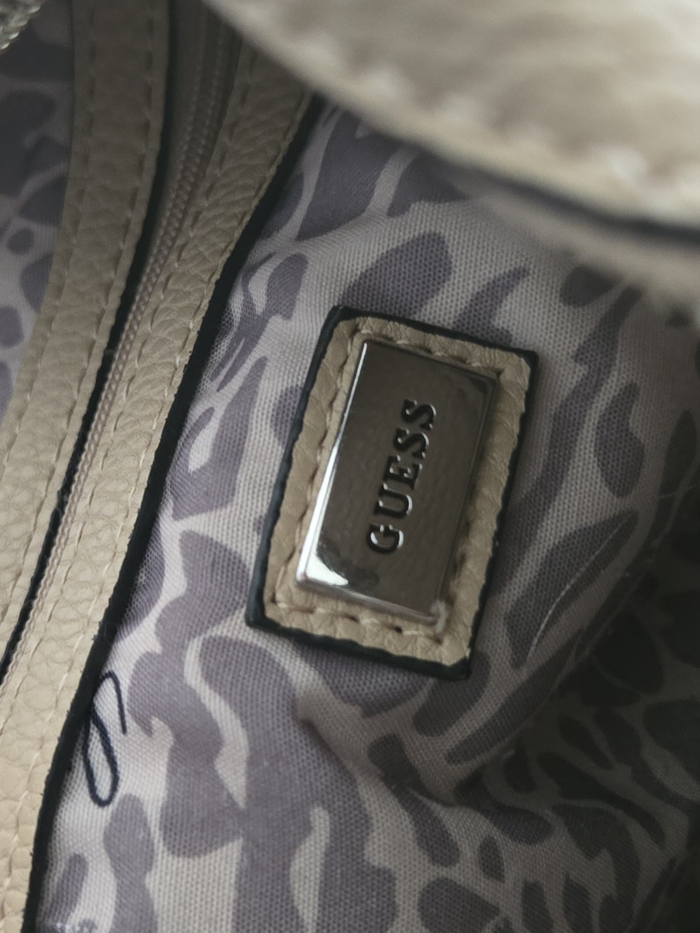 GUESS Taupe Pebbled Leather Tote Bag - Picture 7 of 12